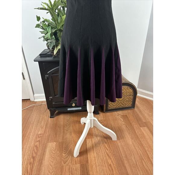 TOMMY HILFIGER Womens Black And Purple Sleeveless Fit & Flare Dress 6 - Picture 8 of 13